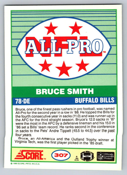 1989 Score #307 Bruce Smith