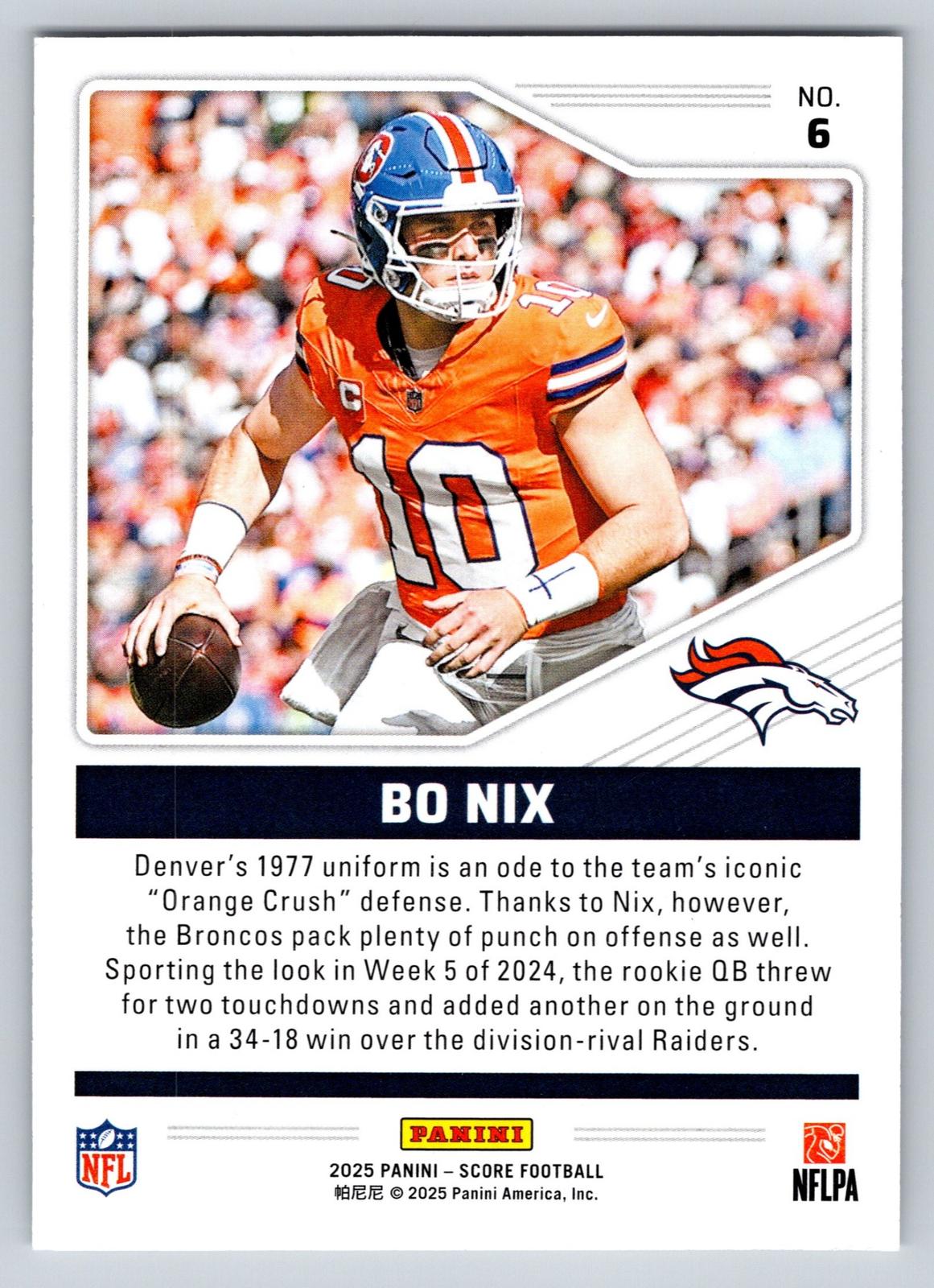 2025 Score #6 Bo Nix Throwbacks