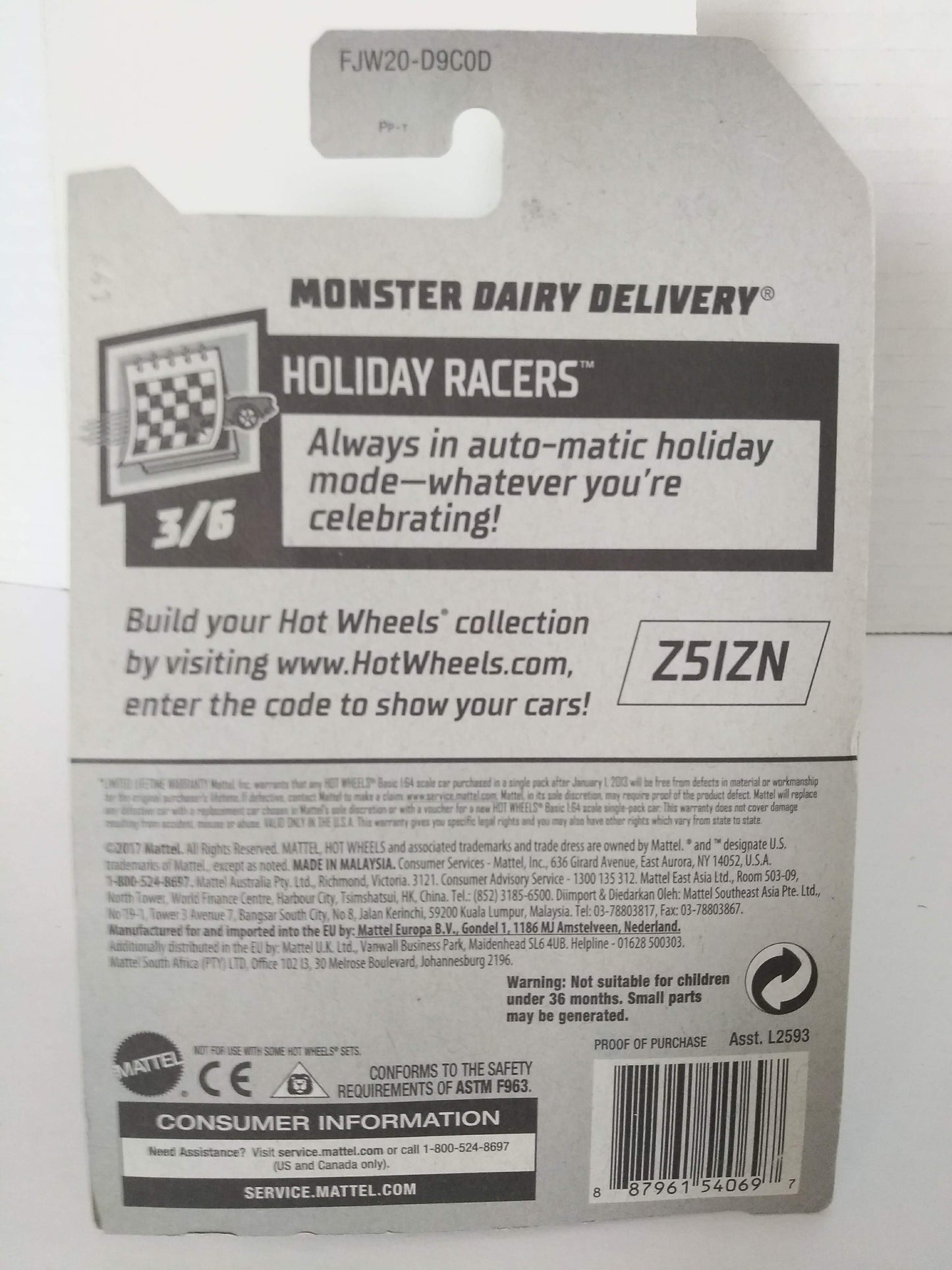 2018 Hot Wheels Holiday Racers - New Years - Monster Diary Delivery