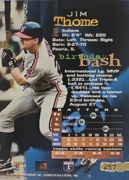 1994 Jim Thome Topps Stadium Club Rainbow Gold