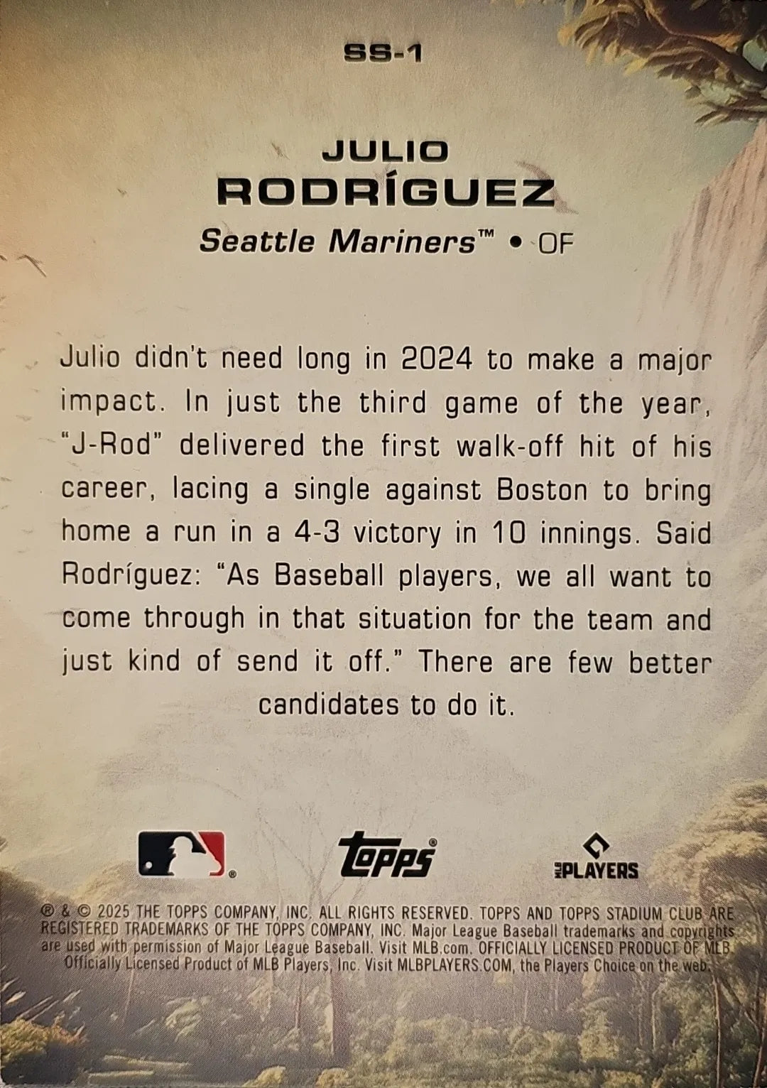 2025 Julio Rodriguez Topps Stadium Club ( Savage Sluggers)