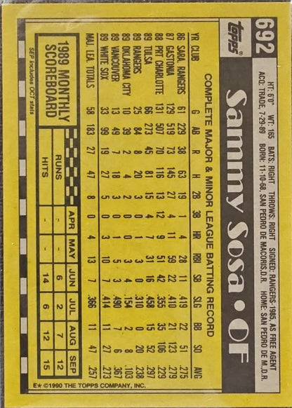 1990 Sammy Sosa Topps