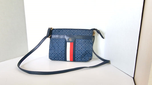 Tommy Hilfiger Blue Crossbody Bag with Logo Pattern