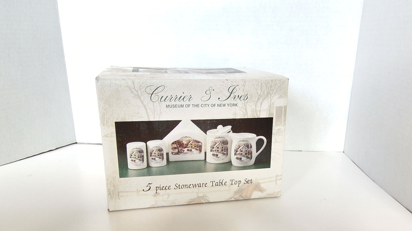 Currier & Ives 5 - Piece Stoneware Tabe Top Set