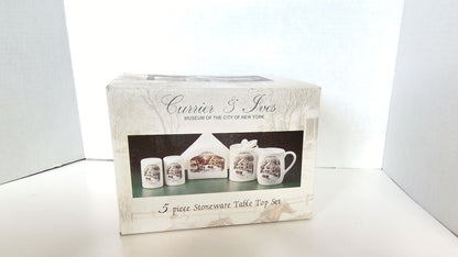 Currier & Ives 5 - Piece Stoneware Tabe Top Set