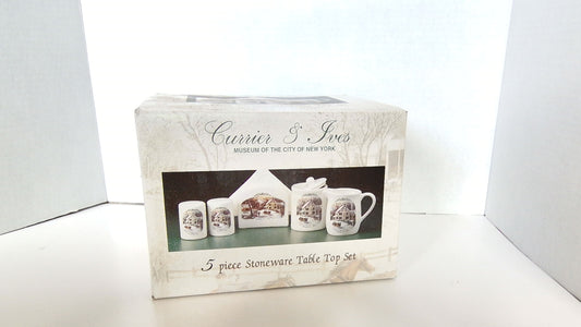 Currier & Ives 5 - Piece Stoneware Tabe Top Set