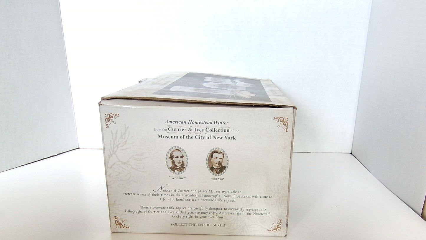 Currier & Ives Museum of City of New York 5 Piece Stoneware Table Top Set