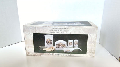 Currier & Ives Museum of City of New York 5 Piece Stoneware Table Top Set
