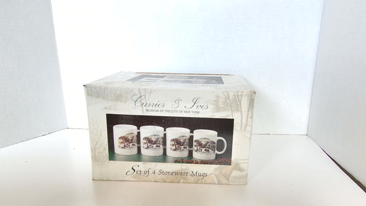 Currier & Ives Stoneware Mugs (Set of 4)
